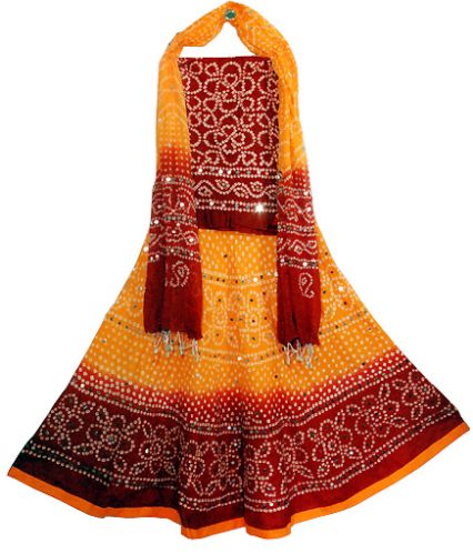 YELLOW RED GHAGRA CHOLI SET