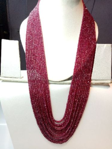 Rishab International Natural Ruby Necklace Strands, Color : Red