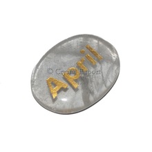 Crystal Quartz April Engraved Stone