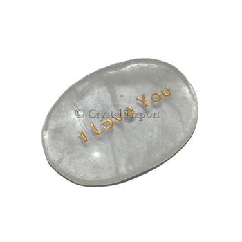 Crystal Quartz I Love You Engraved Stone