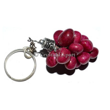 Dyed Ruby Tumbled Grapes Keychain, Size : 50-55 MM