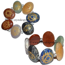 Engraved Chakra Oval Bracelets With Side Hole