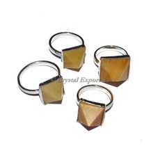 Gemstone Golden Quartz Pyramid Ring, Occasion : Anniversary, Engagement, Gift, Party, Wedding