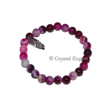 Gemstone Pink Onyx Bracelets With Owl, Gender : Men's, Women's