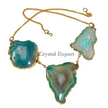 Crystalexport.com Green Agate Slice Necklace