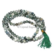 CrystalExport.com Gemstone Tree Agate Prayer Mala, Technique : Carved