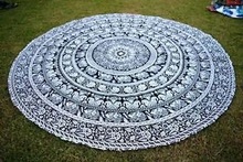 Round Mandala Indian Bohemian Elephant Tapestry, Style : Plain