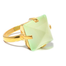 Green Hydro Quartz Gold Plated Fancy Ring