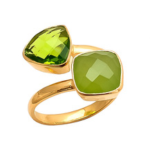 Sea Green Peridot Gold Plated Ring, Gender : Women's