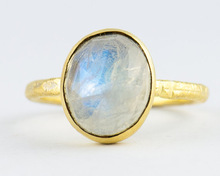 Sterling Silver Moonstone Gold Plated Ring, Gender : Women's