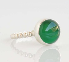 Terling Silver Green Onyx Silver Ring