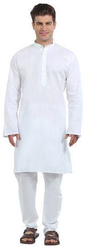 Mens White Cotton Kurta Pajama, Size : L, XL