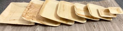 9 Inch Square Areca Leaf Plates, For Serving Food, Color : Brown