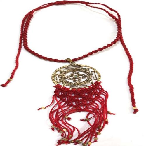 Indian Tribal Antique Stone Cord Work Necklace