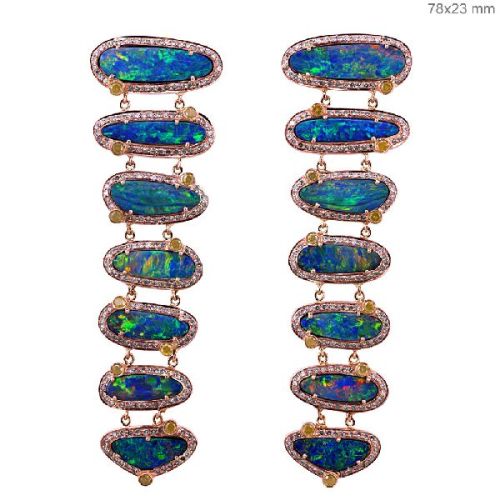 BLUE OPAL LONG EARRINGS JEWELRY