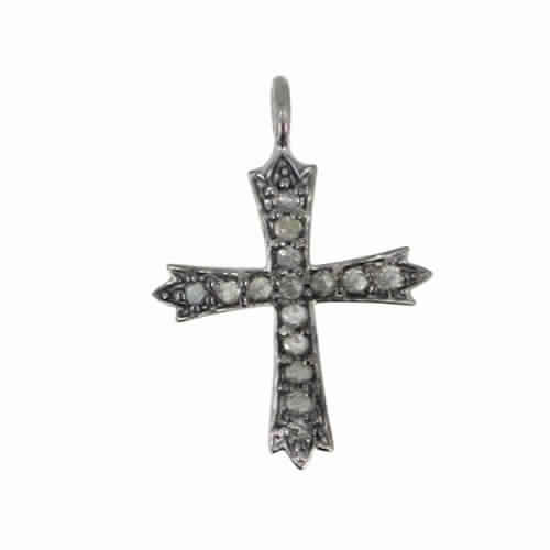 PAVE DIAMOND CROSS CHARM, Size : 21x13.5 Mm