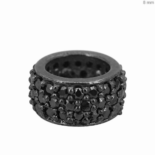 SILVER WHEEL BLACK SPINEL RONDELLES FINDINGS