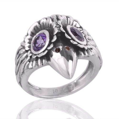 Women 925 Silver Bird Skull Ring