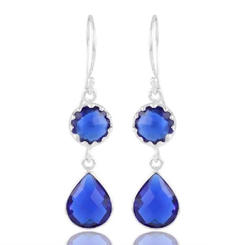 Awesome Blue Stone Solid Silver Drop