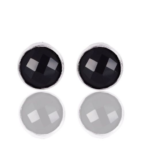 Black Onyx Gemstone Solid Silver Stud Earrings