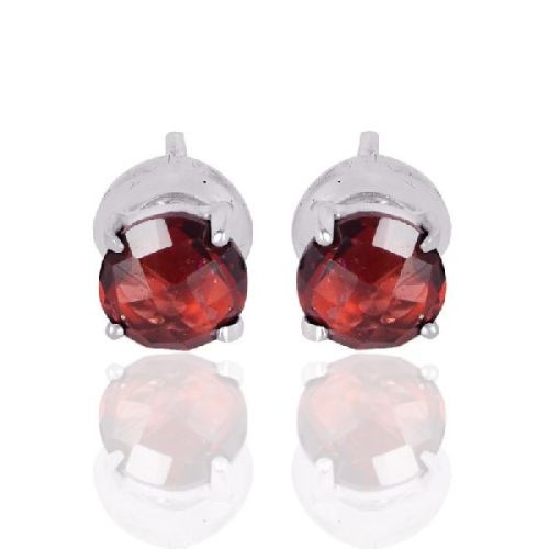 Garnet Gemstone 925 Sterling Silver Stud Earring
