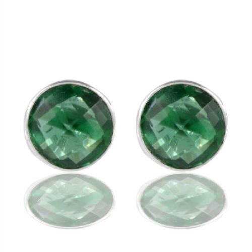 Green Stone 925 Sterling Silver Stud Earring
