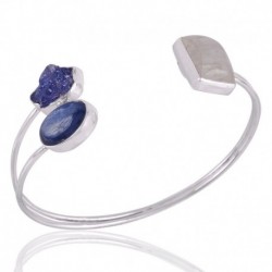 Rough Tanzanite Solid Silver Handmade Cuff Bracelet