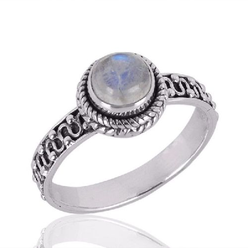 Natural Rainbow Moonstone Gemstone 925 Sterling Silver Ring