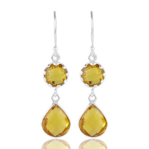 Perfect Pair Yellow Quartz Sterling Silver Earrings