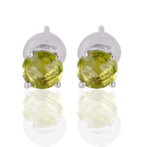 Peridot Gemstone Silver Stud Earring