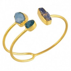 Rough Tanzanite and Rough Apatite Fashion Cuff Bracelet