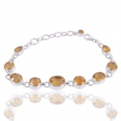 Sterling Silver Citrine Gemstone Cluster Bracelet