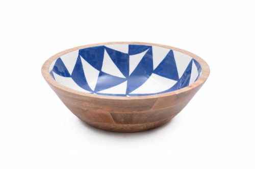 Blue White Mango Wood Bowl