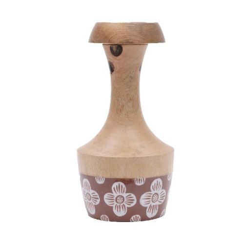 Designer Wooden Flower Vase, Color : Natural