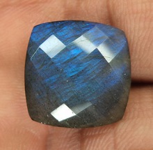 Labradorite Faceted Cushion Cut Blue Flashing Gemstone