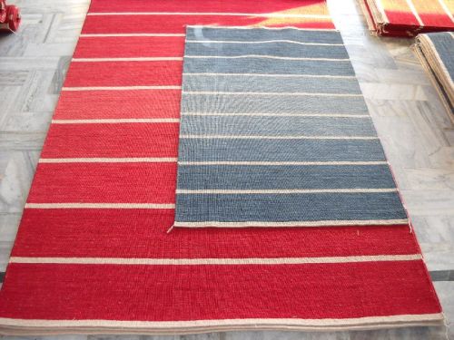 Stripes Wool Loom Knotted Durries, Style : Loomknotted