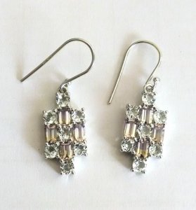 Ametrine White Topaz Dangling Earrings