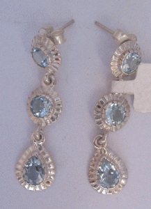 Topaz Round and Pear White Gold Earring