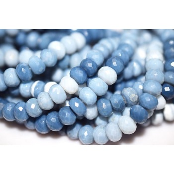 Blue Opal Roundel Faceted Natural Gemstone Beads