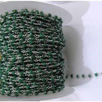 Handmade Died Emerald Beaded Rosary Chain, Occasion : Party