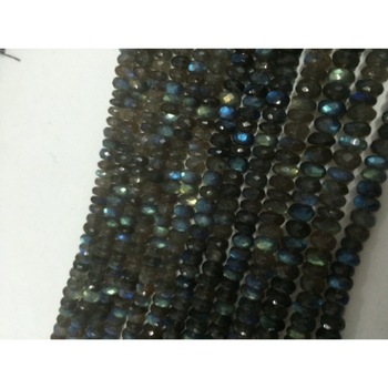 Labradorite Roundel Faceted Gemstone Beads