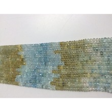 Roundell Feceited Multi Aquamarine Roundel Faceted Natural Beads, Size : Approx 5.5mm To 7mm