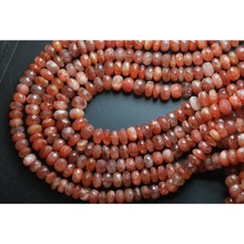 Pink Opal Faceted Rondel Gemstone Beads