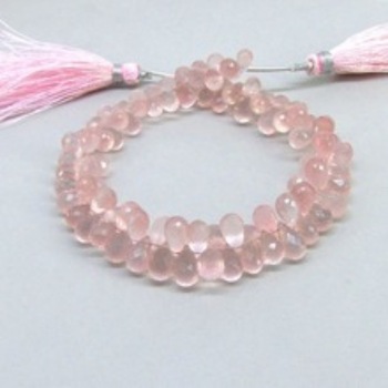 Rose Quartz Cut Drops Briolletes, Size : APPROX SIZE 6X9MM TO 7X10MM