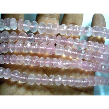Rose Quartz Roundel Faceted Natural Stone Beads