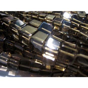 Smoky Quartz Smooth Cubes Gemstone Beads