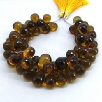 Whisky Quartz Cut Drops Briolletes, Size : APPROX SIZE 13-19MM