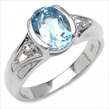 Genuine Blue Topaz Silver Ring, Gender : Women's