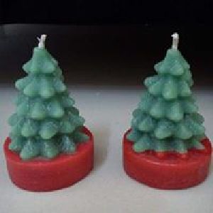 Wax Christmas Tree Candle, Pattern : Plain