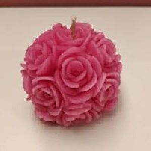 Plain Paraffin Wax Pink Rose Ball Candle, For Birthday, Decoration